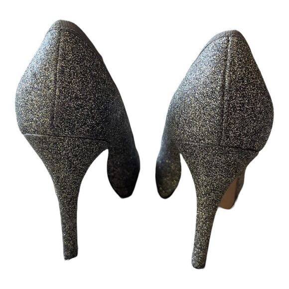 Ann Taylor LOFT Silver Sparkle Stiletto Heels Size 7 Round Toe Cocktail Formal - Picture 6 of 9